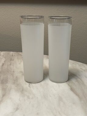 Libbey glass co Set Of 2 Frosted White Highball Drinking Glasses 7 in